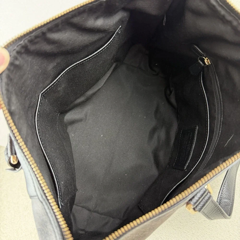 Coach Signature Pleated Peyton‎ Tote Dark Brown & Black F34614 $395